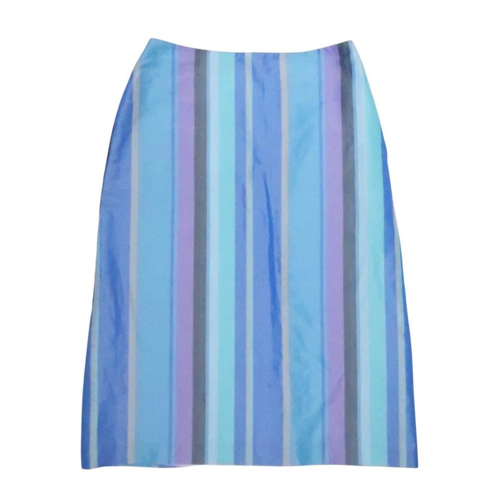 Vintage French Connection Blue Vertical Stripe Midi Pencil Skirt 2